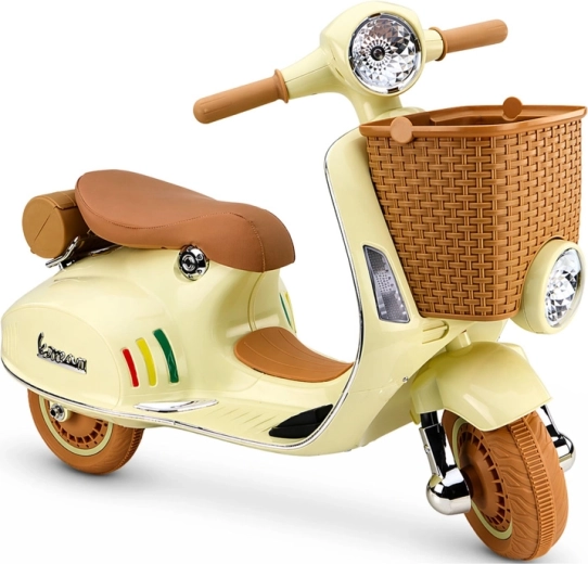 Beige Vespa children's electric scooter