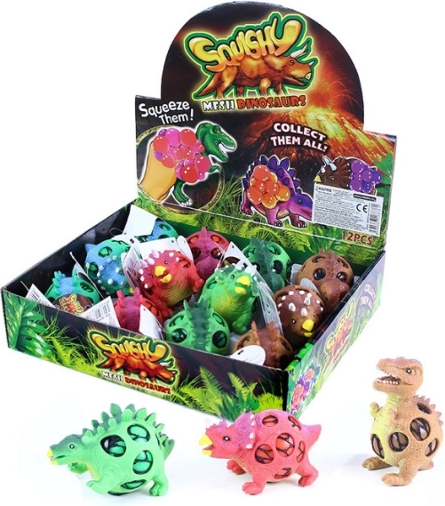 Dinozaura pretstressa bumbiņa ar atverēm