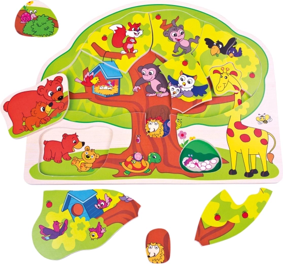 Bino Wooden Puzzle Board Happy Animals
