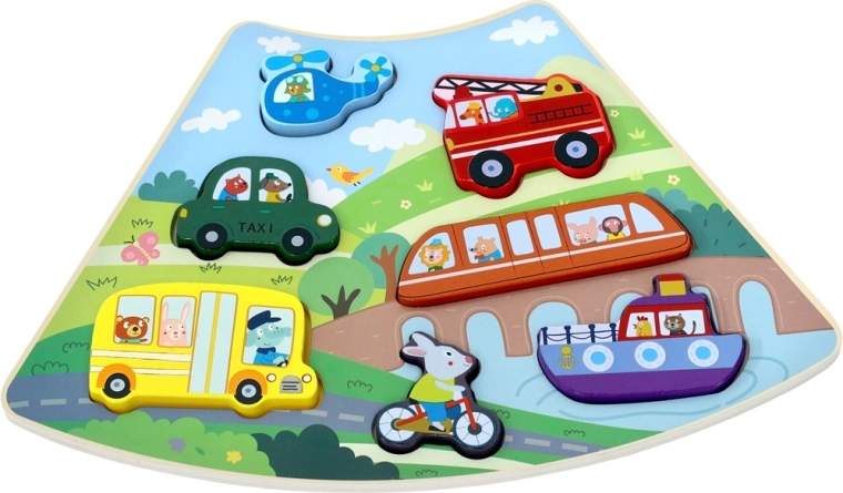 2Kids Toys Wooden Transportation Vehicles Peg Puzzle