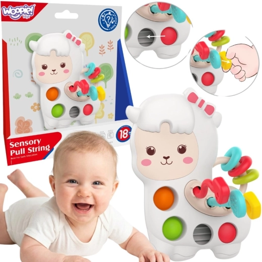 Woopie Baby sensorā manipulācijas rotaļlieta Montessori lama 3v1 18m+