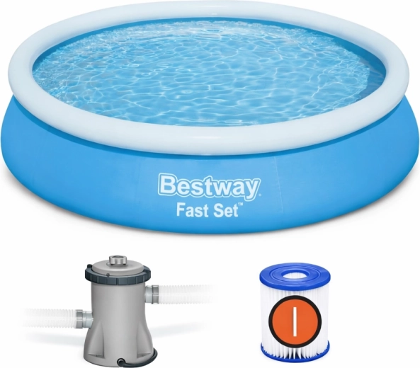 Pašuzstādāms baseins Bestway Fast Set 366 × 76 cm ar filtrēšanas sūkni