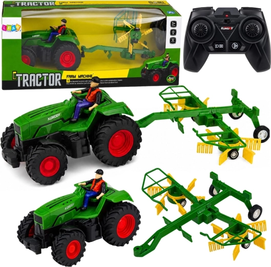 RC lauksaimniecības traktors ar siena grābekli mērogā 1:24