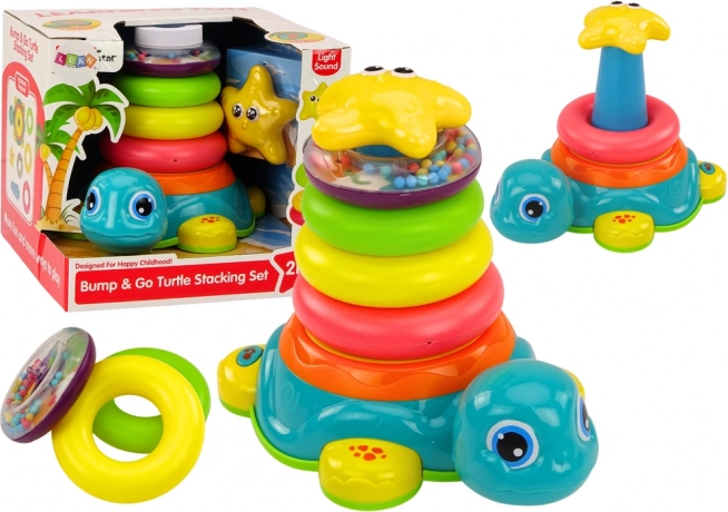 Piramīda Braucošā bruņurupucis 2-in-1 Saliekamie gredzeni Gaismas Skaņas