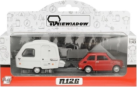 Fiat 126p with Niewiadów camping trailer – red
