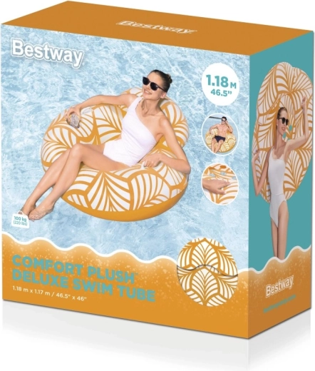 Piepūšams peldriņķis Plush deluxe ar atzveltni un dzēriena turētāju