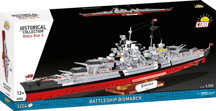 Cobi II WW līnijkuģa Bismarck būvkomplekts 1:300 (3204 detaļas)