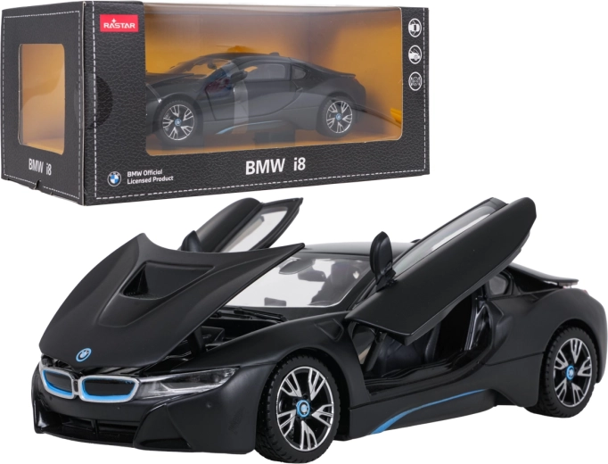 Metāla BMW i8 modelis mērogā 1:24, melns, RASTAR