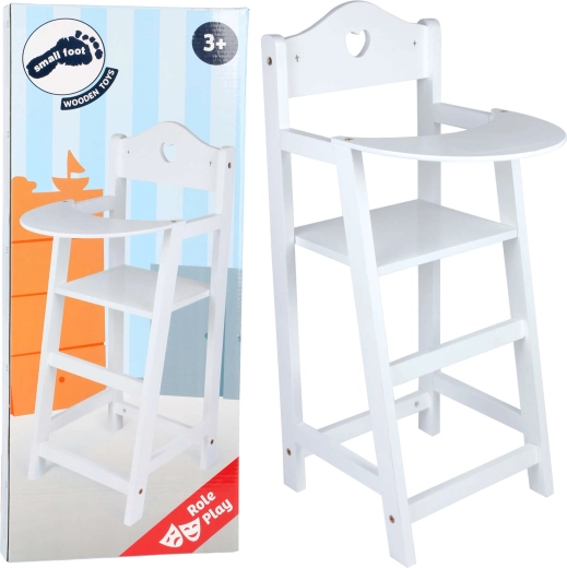 Small foot wooden doll highchair white
