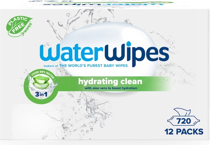 WaterWipes Hydrating Wet Wipes with Aloe Vera 3-in-1, 60 pcs - 12 packs