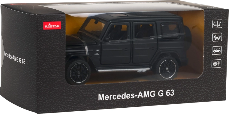 Metāla modelis 1:32 MERCEDES-AMG G 63 ar funkcijām, melns – RASTAR