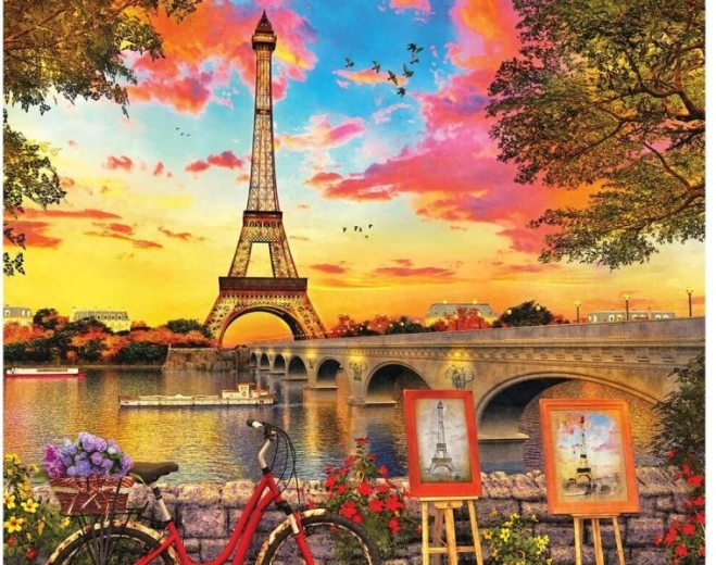 Dimanta izšūšana (diamond painting) Parīzes panorāma – Eifeļa tornis 40 × 30 cm - 1 gab.