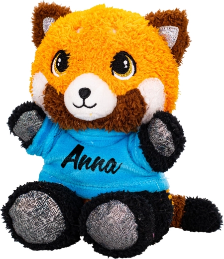 Red Plush Panda 17 cm in a Printed T-Shirt