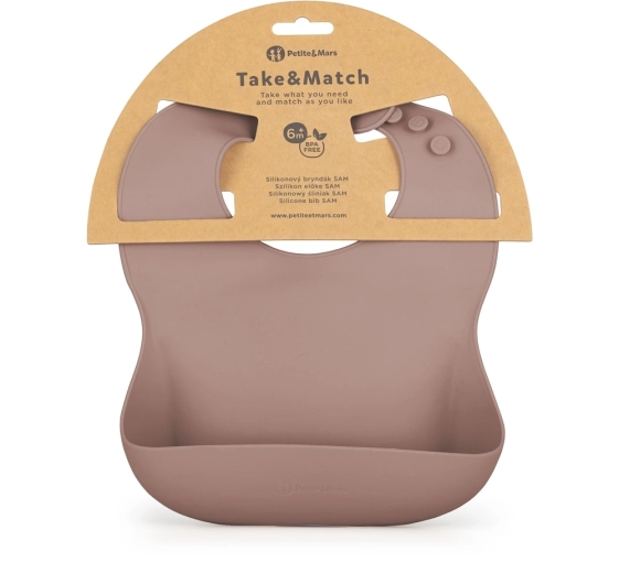 Petite&Mars silikona priekšautiņš Take&Match Velvet Latte 6m+