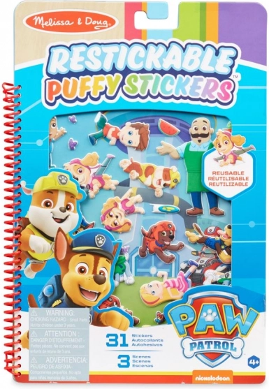 Atkārtoti lietojamas pufīgās uzlīmes PAW PATROL – aktivitāšu grāmata 19 × 28 cm