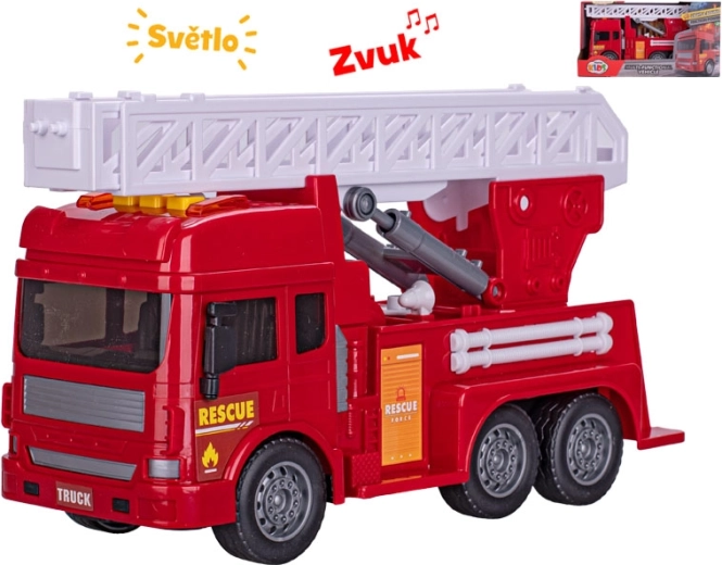 Fire truck with extendable ladder with light and sound 28 cm