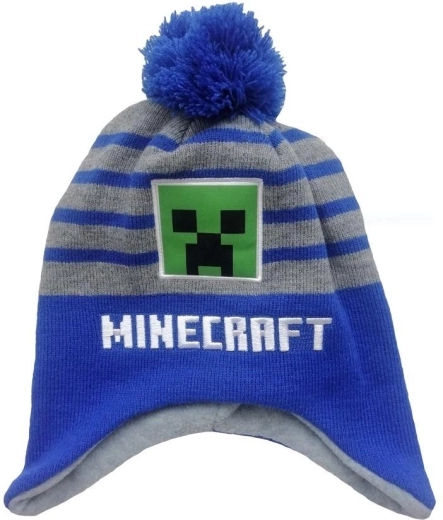 Grey-blue Minecraft beanie