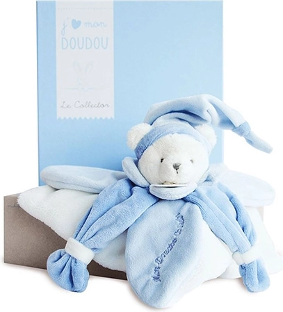 Dāvanu komplekts Doudou – plīša mīļmantiņa zilais lāčuks 24 cm