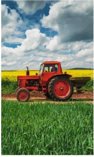 Towel with a tractor motif