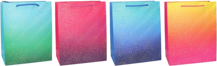 Dāvanu maisiņš S 18 × 23 × 8 cm, lietošanai visu gadu, gradients ar metāliskām punktiņiem