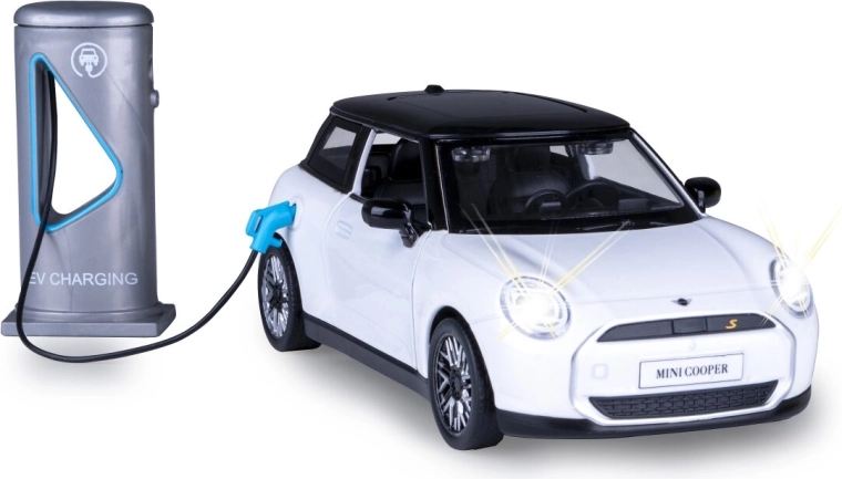 Metal MINI Cooper model 1:28, white, with lights and sounds