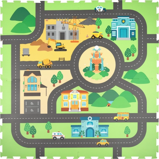 Humbi Foam Play Mat with City Streets, 120 × 120 cm