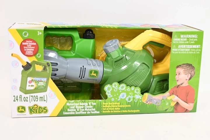 TOMY John Deere bērnu lapu pūtējs ar burbuļu pūtēju