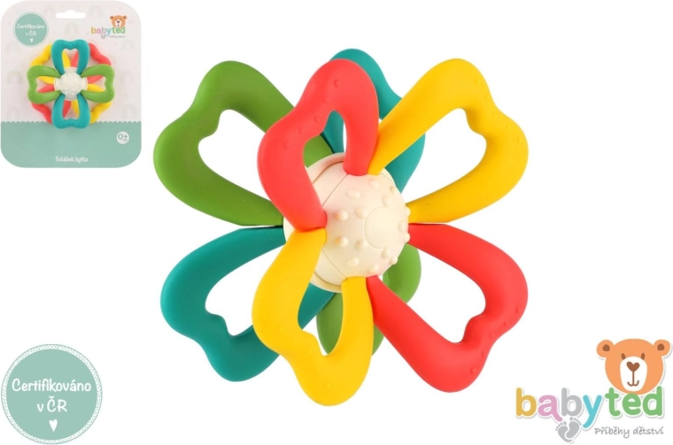 Silikona un plastmasas graužamriņķis “Zieds” 9,5 × 5 cm
