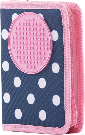 Pixie Crew single-compartment school pencil case, blue with white polka dots