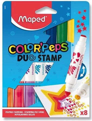 Fixy MAPED Color'Peps Duo Stamp – komplekts ar 8 divpusējām zīmogspalvām
