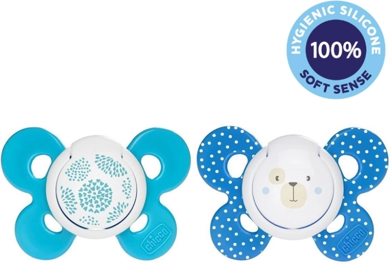 Chicco Physio Comfort pacifier silicone 6–16 m, blue motifs, 2 pcs