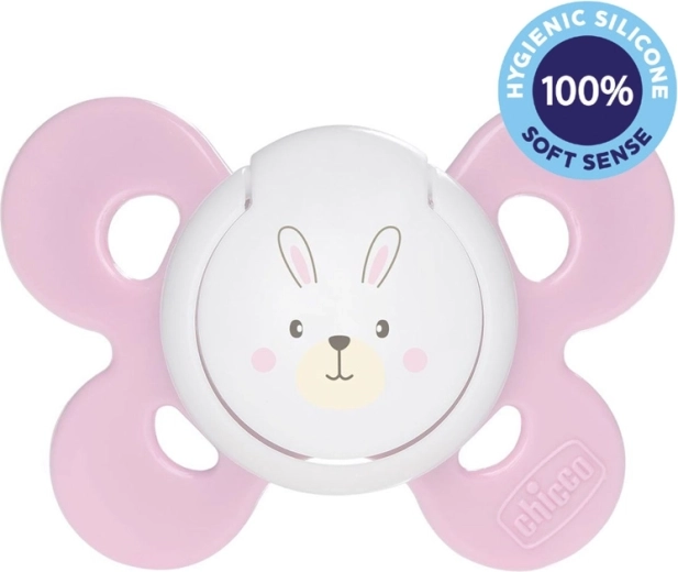 Chicco knupītis Physio Comfort, silikona 2–6 mēn., meitenei – zaķītis
