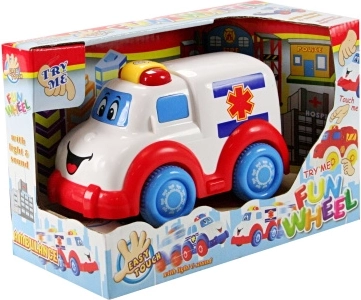 Ātrās palīdzības auto ar baterijām, gaismu un skaņu 15 cm