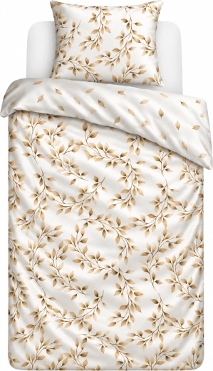 Cotton Satin Bedding MILAGRO VERDE Branches Beige-White 140 × 200 cm
