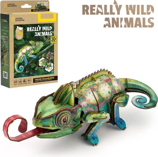 CubicFun 3D puzle National Geographic hameleons, 63 detaļas