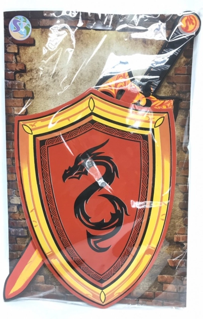 Putu zobens un vairogs ar pūķa motīvu