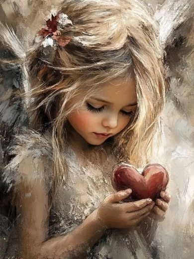 Diamond Painting – Girl with a Heart 30 × 40 cm