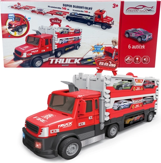 Fire Truck 2-in-1 with Light, Sound and 6 Cars