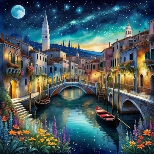 Norimpex gleznošana pēc numuriem Venēcija naktī 40 × 50 cm