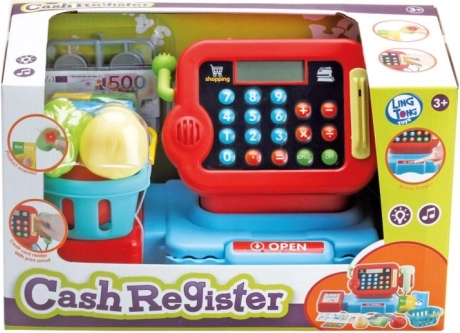 Bērnu kase ar piederumiem veikala spēlei