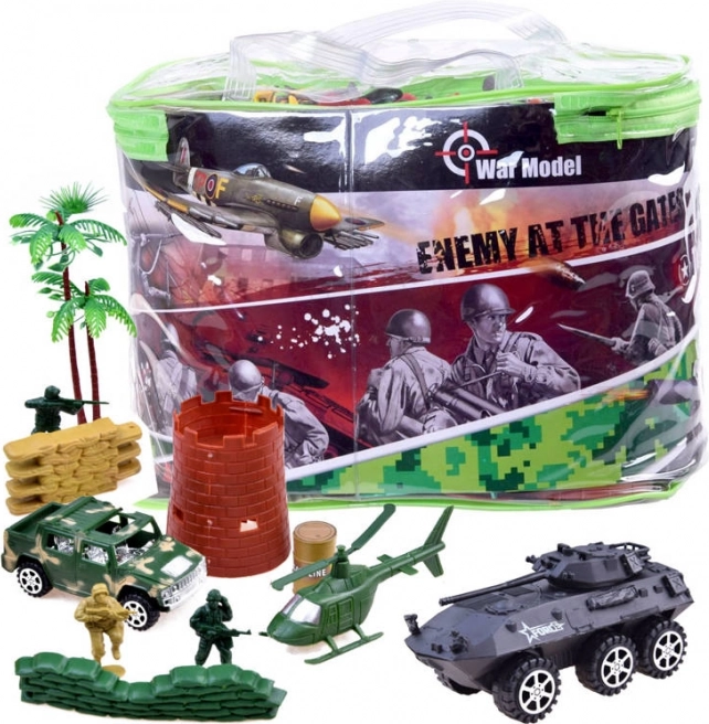 Liela militāro rotaļlietu komplekts ar tankiem un kareivjiem