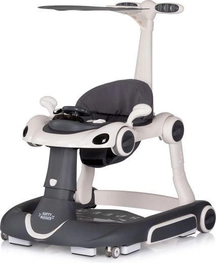 Chipolino Happy Walker 5-in-1 Interactive Baby Walker, Anthracite