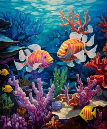 Norimpex dimanta gleznošana Koraļļu rifs ar zivtiņām 30 × 40 cm
