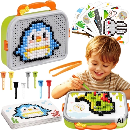Woopie Montessori Mosaic Puzzle with Pegs, 493 Pieces
