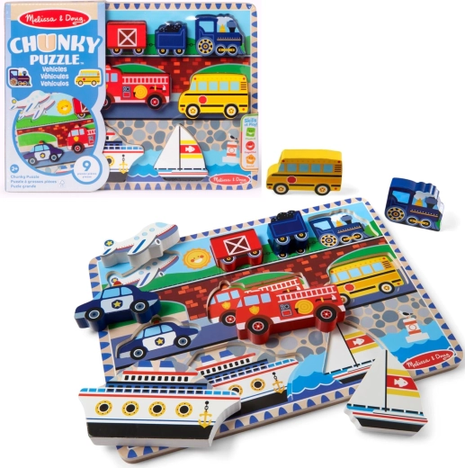 Melissa & Doug Wooden Vehicle Peg Puzzle
