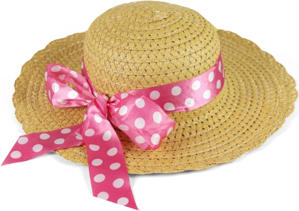 Children's Straw Hat with Pink Ribbon