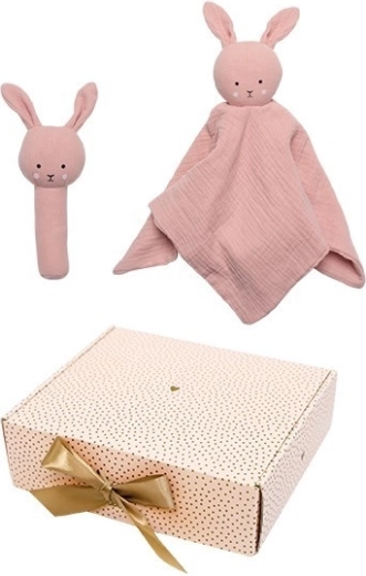 Jabadabado dāvanu komplekts mazulim ar mīļlupatiņu un grabulīti Bunny pink