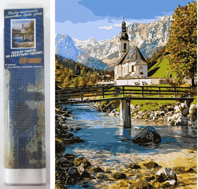 Dimanta gleznošana – Ramsavas baznīca 30 × 40 cm