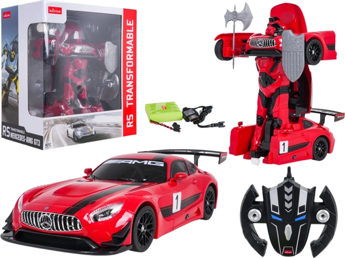 Remote-Controlled 2-in-1 Mercedes-AMG GT3 Car and Robot by RASTAR, Red
