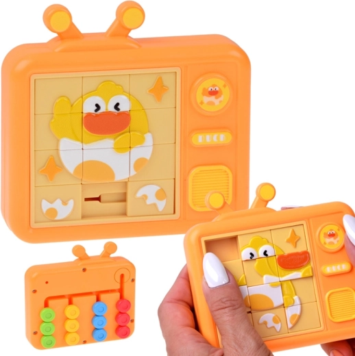 Divpusīga sensorā puzle cālītis – bīdāmā puzle un krāsains labirints - 1 gab.